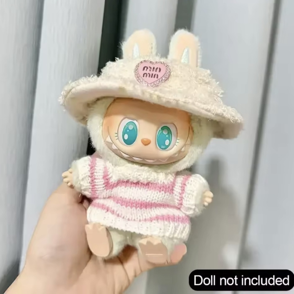 🩷🤍NEW🩷🤍 ADORABLE!! PINK AND CREAM LABUBU 2PC Set With Hat and Sweater ONLY
